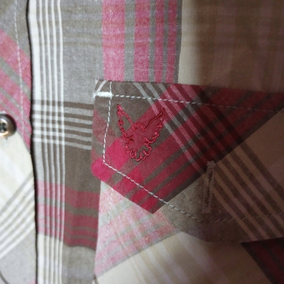 NWOT Company 81 Plaid Button-Down Shirt Red Tan Brown Rodeo Western Cowboy Med - Picture 5 of 6